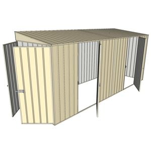 Build-a-Shed 1.5 x 4.5 x 2m Dual Single Hinged Side Door Skillion Shed - Cream
