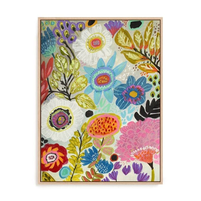 Artey | Secret Garden Floral I - Framed Canvas - Natural Frame - 90 x 120cm