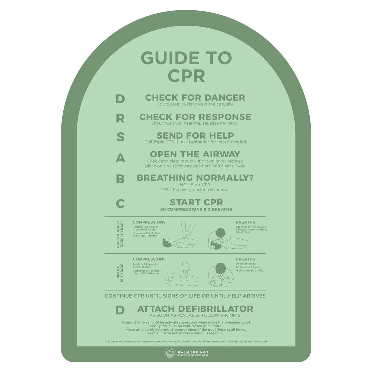 Stylish Pool CPR Sign Green Halo - Bunnings Australia