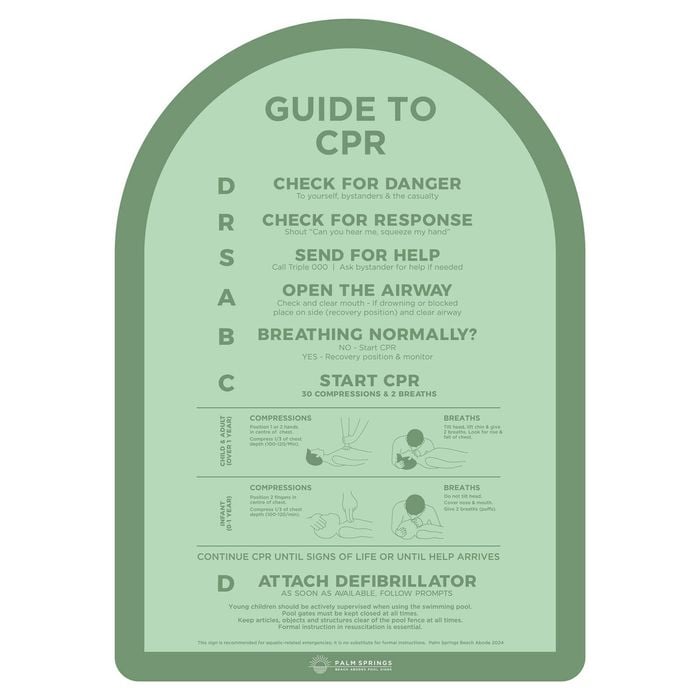 Stylish Pool CPR Sign Green Halo