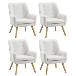 Oikiture 4x Armchair Lounge Chair Sherpa Accent Armchairs Tub Chairs Sofa White
