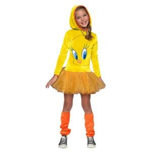 Rubies Tweety Bird Girls Hooded Yellow Fancy Dress Up Party Costume Set Size S