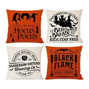 Catzon 4 Pcs Scary Throw Pillow Covers Linen Cushion Case for Decor 45X45cm