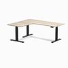 Desky L-shape Sit To Stand Classic Oak Melamine Desk 1800x1500mm - Left Return Height Adjustable Matte Black Leg