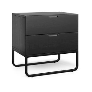 Dante 55cm Black Oak 2 Drawer Bedside Table