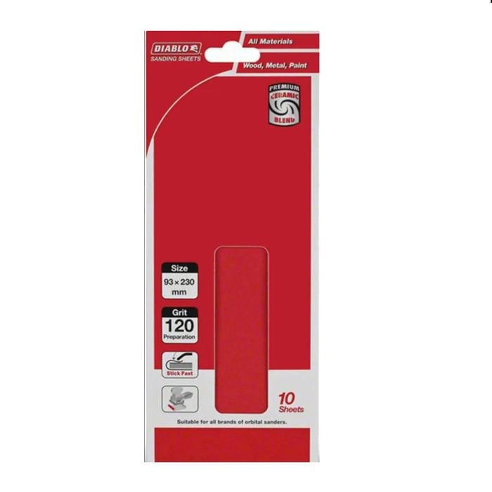Diablo 93 x 230mm 120 Grit Abrasive Orbital Sheet - 10 Pack