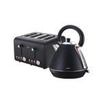 Pronti Rose Trim Collection Toaster & Kettle Bundle - Black