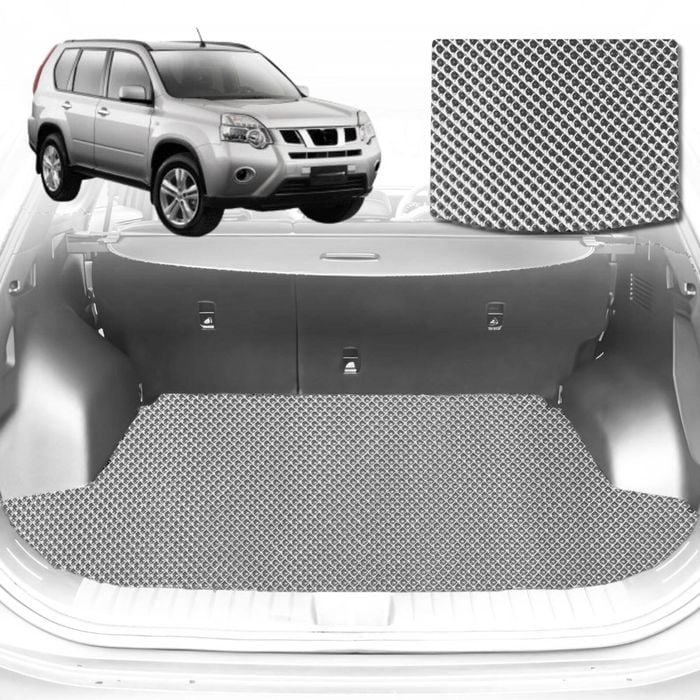 6D Diamond Car Boot Mat for Nissan X-TRAIL (T31)2007-2014-Cargo Mat-Grey-Outback GT