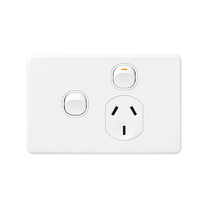 DETA X6 White Single Power Point with Extra Switch - 1 Gang