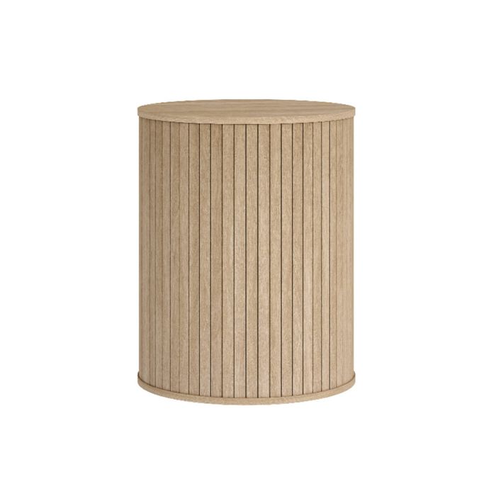 Cosmoliving Ribbed Timber Side Table - Natural Oak
