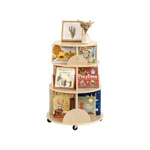 Jooyes Kids Rotating Wooden Display Bookcase With Castors - 60cm | Bookshelf | 84.5cm