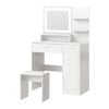 Oikiture Dressing Table Stool Set Makeup Mirror Large Cabinet White
