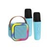 Laser Mini Karaoke Bluetooth Speaker w/ 2xWireless Microphones Blue