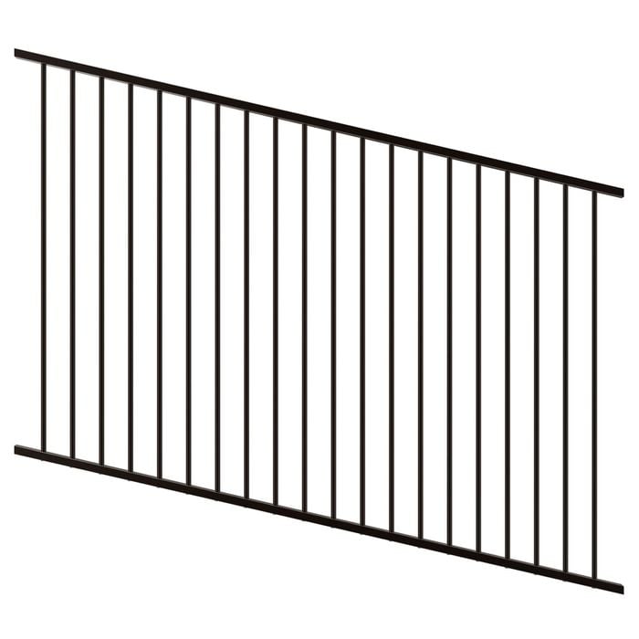 ProtectorAl 350-1200W x 1200H Satin Black Flat Top Pool Fence Panel Raked Up to 15º