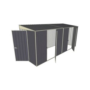 Build-a-Shed 1.5 x 4.5 x 2.0m Tunnel Shed Tunnel Hinged Door +2 Hinged Side Doors - Grey