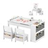 Costway Art Table & Chairs Set W/lifting Desk Top & Storage White