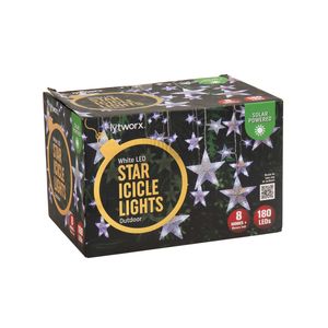 Lytworx White Solar Star Icicle Lights - 180 Pack