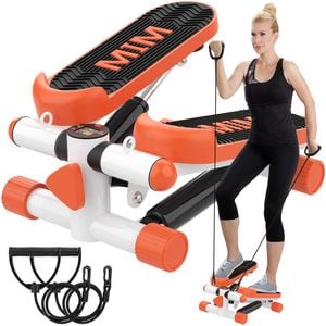 ADVWIN Mini Stepper Aerobic Stepper Machine with Resistance Bands 120KG Weight Capacity Orange