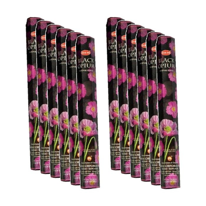 12PK HEM Home Fragrance Scented Smelling Incense Sticks Packet Set Black Opium