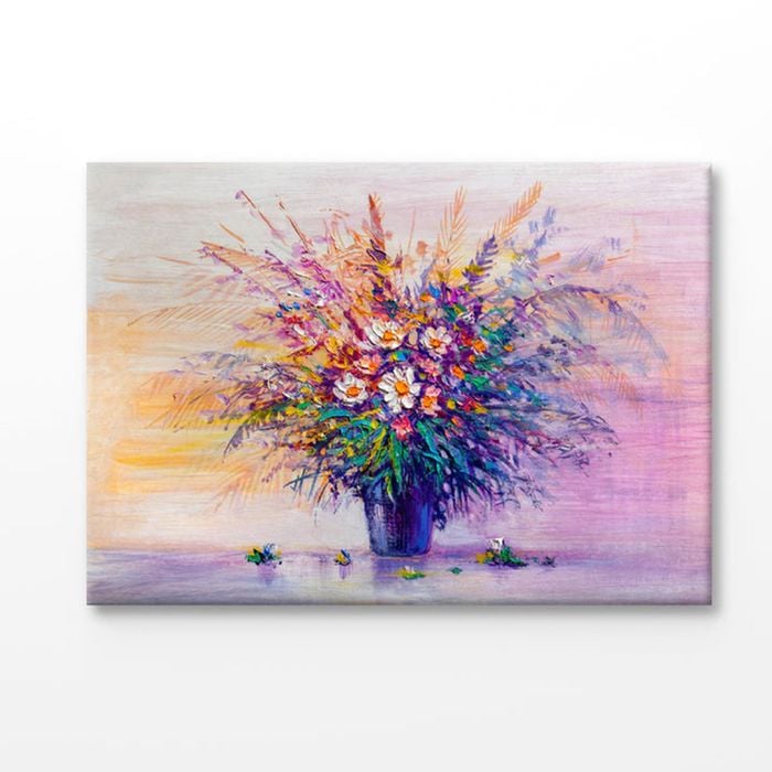 Bouquet Of Wild Flower Oil Painting Print 100% Australian Made 150x100cm (Stretched Canvas)