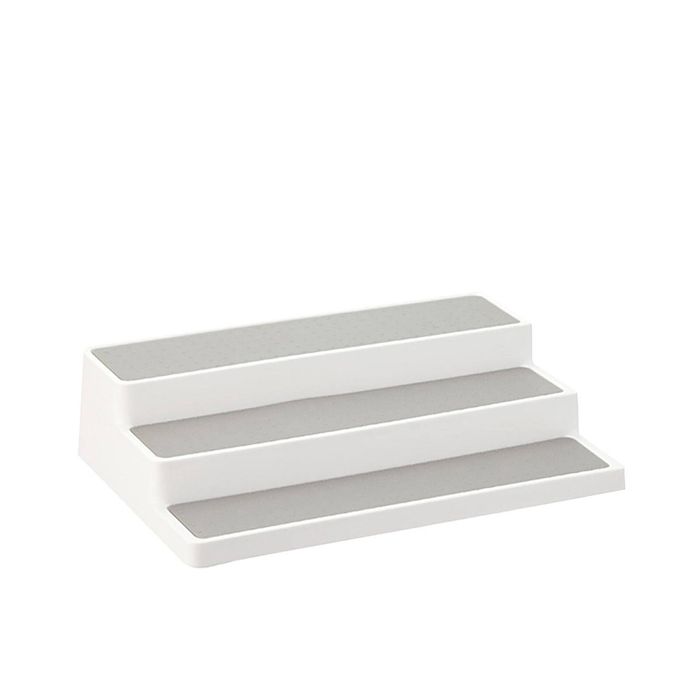 White 3 Tier Corner Shelf Rack - Plastic Jar Holder Organizer For Kitchen Cupboard