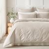 Dreamaker 400TC Premium Cotton Sateen Piped Quilt Cover Set Oatmeal King Bed