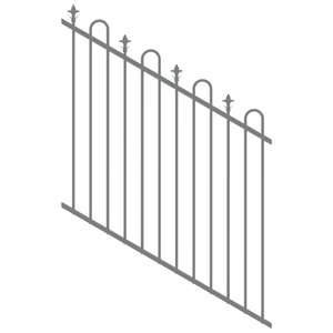 ProtectorAl 0350-1200W x 1200H Palladium Silver Loop & Spear Top Pool Fence Panel Raked 16-30º