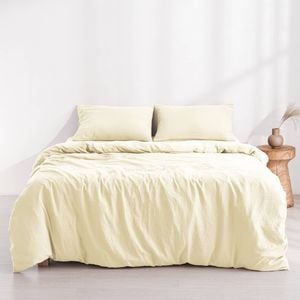 Dreamaker Superfine Washed Microfibre Quilt Cover Set Natural Single Bed
