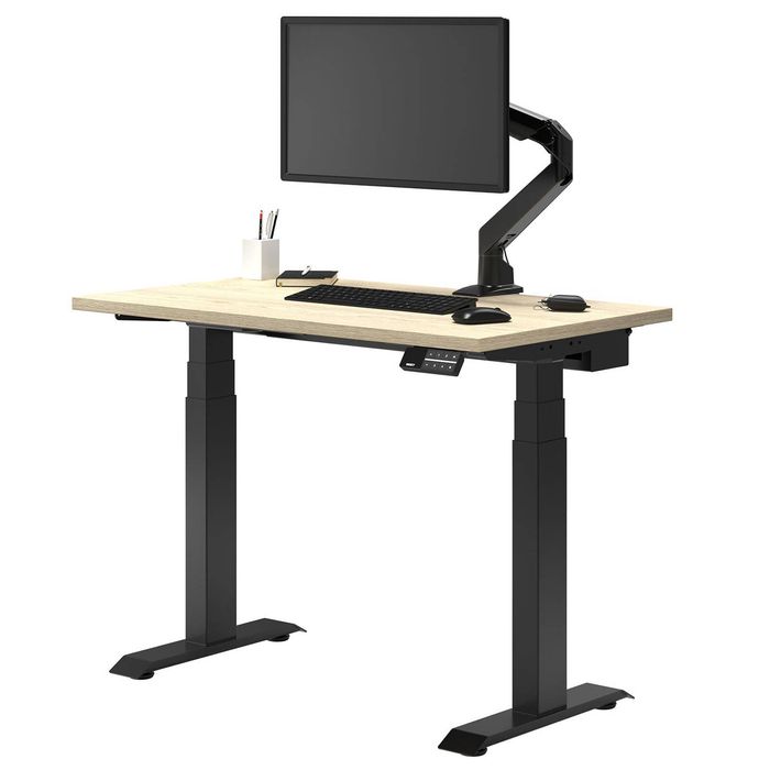 Desky Dual Mini Sit Stand Desk Matte Black Frame 80cm