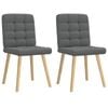 vidaXL Grid-Tufted Dining Chairs 2 pcs Dark Grey Fabric Wooden Legs 45 x 54 x 86 cm