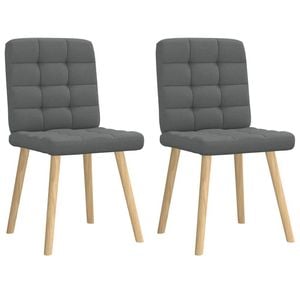 vidaXL Grid-Tufted Dining Chairs 2 pcs Dark Grey Fabric Wooden Legs 45 x 54 x 86 cm