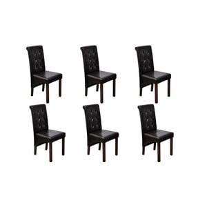 vidaXL 6x Dining Chairs Brown PU Artificial Leather Button Kitchen Furniture
