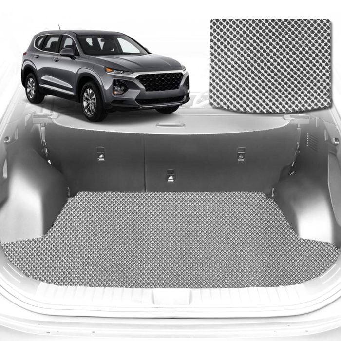6D Diamond Car Boot Mat for Hyundai Santa Fe (TM)2019-Current-Cargo Mat-Grey-Outback GT