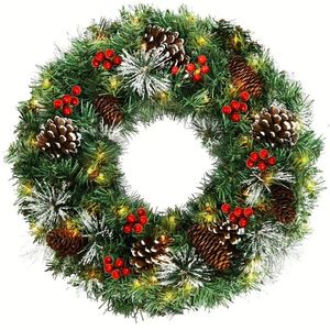 Lifebay Christmas Wreath Pre-Lit Pine Cone LED Decoration