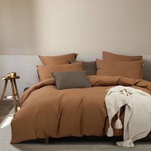 Gioia Casa 100% Cotton Vintage Washed Bed Quilt Cover Set - Rust - King Size