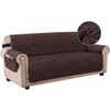 Smarcute 4 Seater Velvet Sofa Couch Cushion Cover With Non-slip Elastic Straps Brown