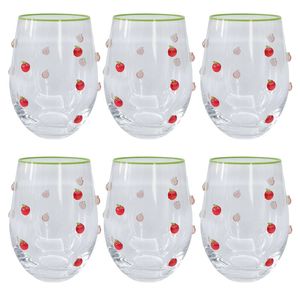 6PK Urban Kaya Apple Stemless Wine Drinking Glass 520ml 12cm Red