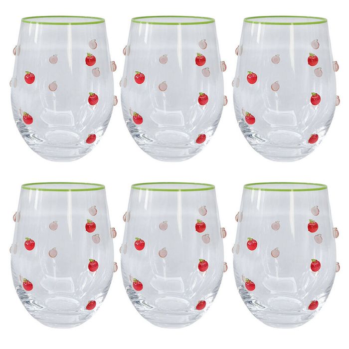 6PK Urban Kaya Apple Stemless Wine Drinking Glass 520ml 12cm Red