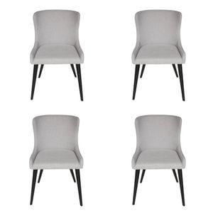SK Designer Living | Pack of 4 | Osaka Upholstered Dining Chair | Black Legs - Light Grey Fabric
