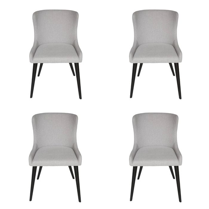 SK Designer Living | Pack of 4 | Osaka Upholstered Dining Chair | Black Legs - Light Grey Fabric