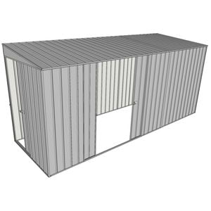 Build-a-Shed 1.5 x 4.5 x 2m Sliding Door Tunnel Shed with Double Sliding Side Doors - Zinc