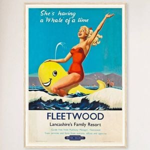 Galrie Vintage Fleetwood Lancashire Family Resort Travel Poster for Home Décor Wall Art, Wood Frame, A1 60 x 84cm (23 x 33inch)