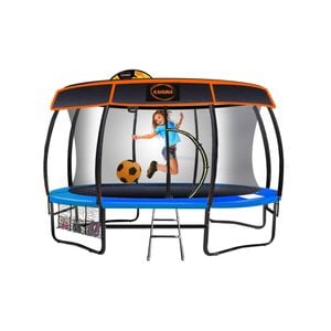 Trampoline 16 Ft Kahuna With Basketball Set And Roof Cover - Blue