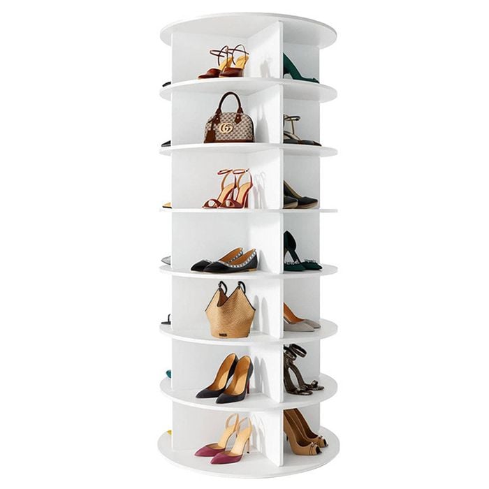 7 Tier Rotating Shoe Rack Handbag Tower Free Standing 360° Spinning