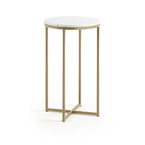 Sheffield side table in white marble and golden steel legs 43 cm