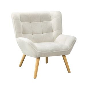 Oikiture Armchair Sherpa Upholstered White