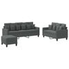 vidaXL Sofa Set with Cushions 2-Seater Sofa Couch 3 Piece Dark Grey Fabric
