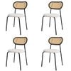 Bribrion Boho Rattan Dining Chairs Set Of 4 White Velvet