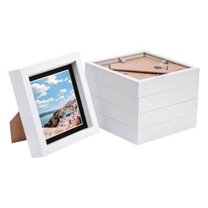 Nicola Spring 6" X 6" White 3d Box Photo Frames - 4" X 4" Mount - Pack Of 5