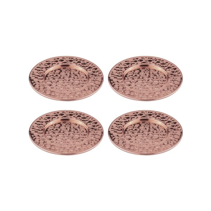 4PK Spencer Hammered 13cm Metallic Coaster Set - Copper